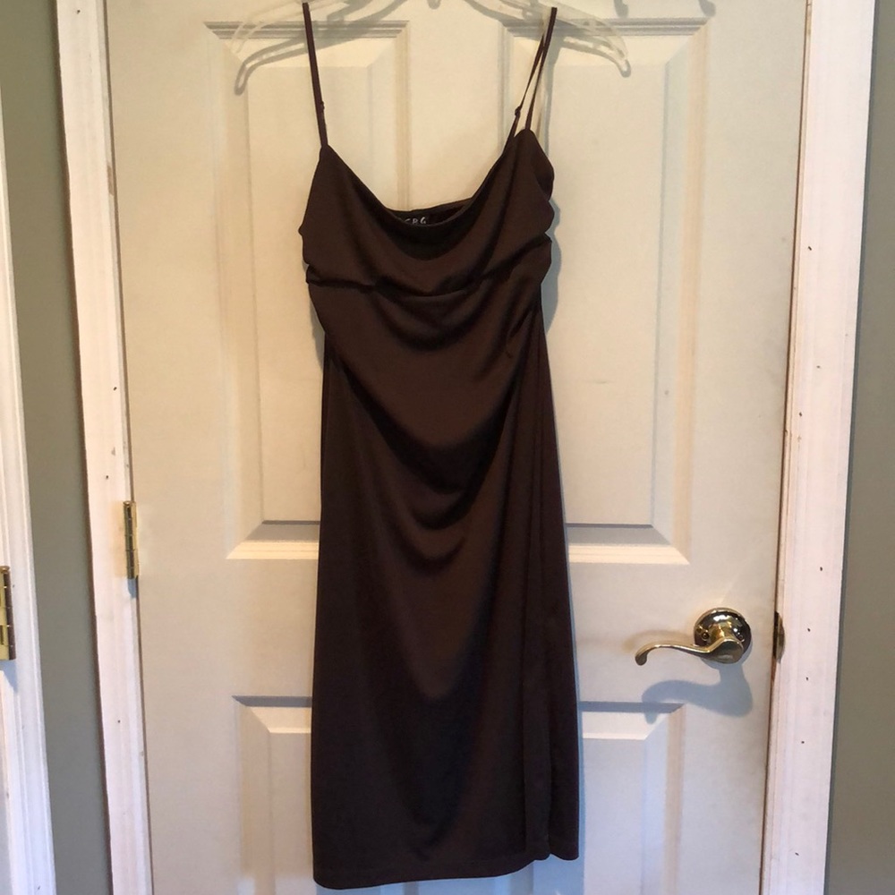BCBG Vintage Brown Scoop Neck Slip Dress